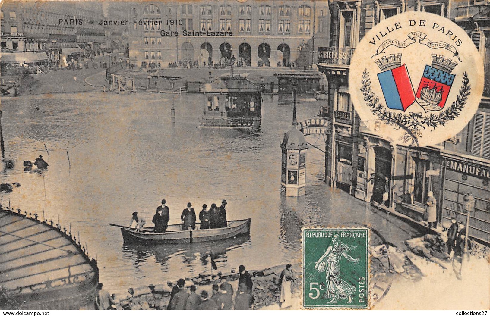 75-PARIS-INONDATIONS- GARE ST-LAZARE - De Overstroming Van 1910