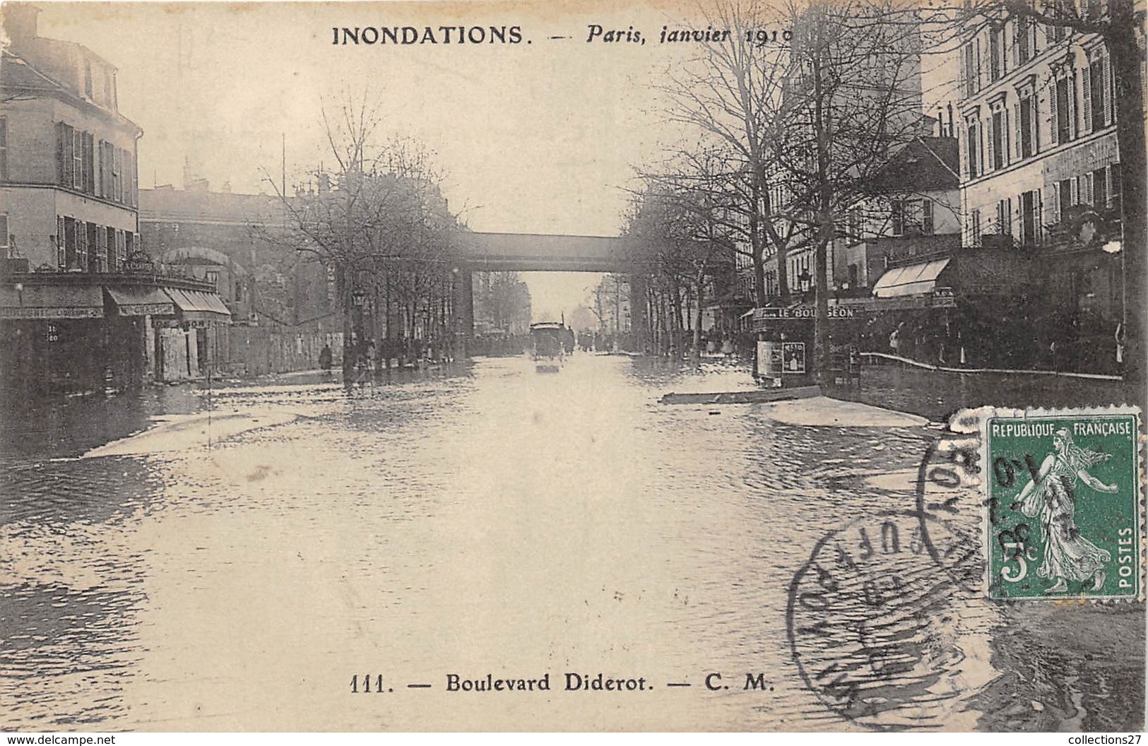 75-PARIS-INONDATIONS- BLD DIDEROT - Paris Flood, 1910