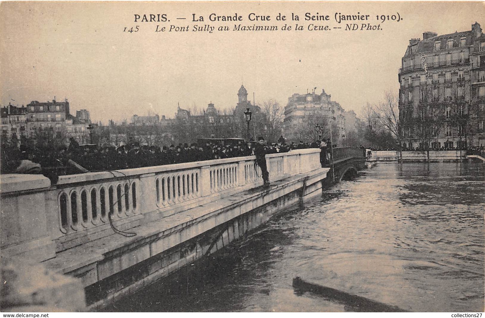 75-PARIS-INONDATIONS- LE PONT DE SULLY AU MAXIMUN DE LA CRUE - La Crecida Del Sena De 1910