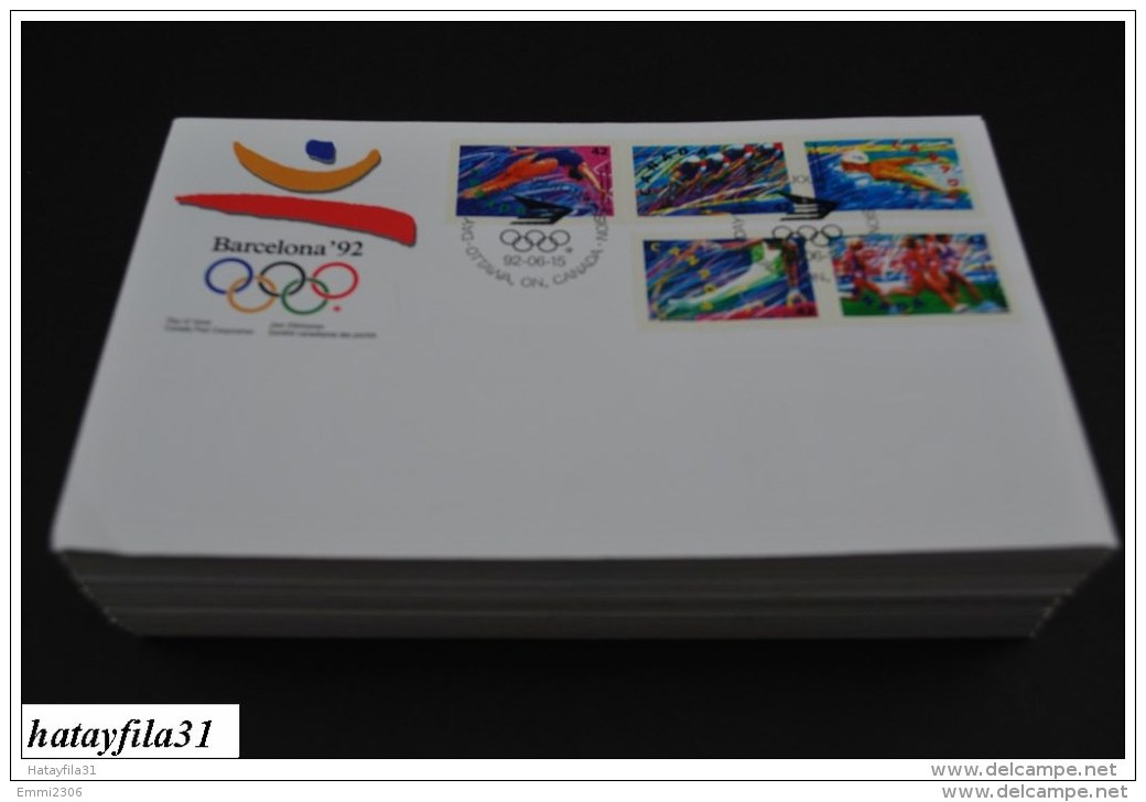 Kanada  1992   FDC  - Mi.  1289 - 1293  - Olympische Sommerspiele , Barcelona - ( T - 93 ) - 1991-2000