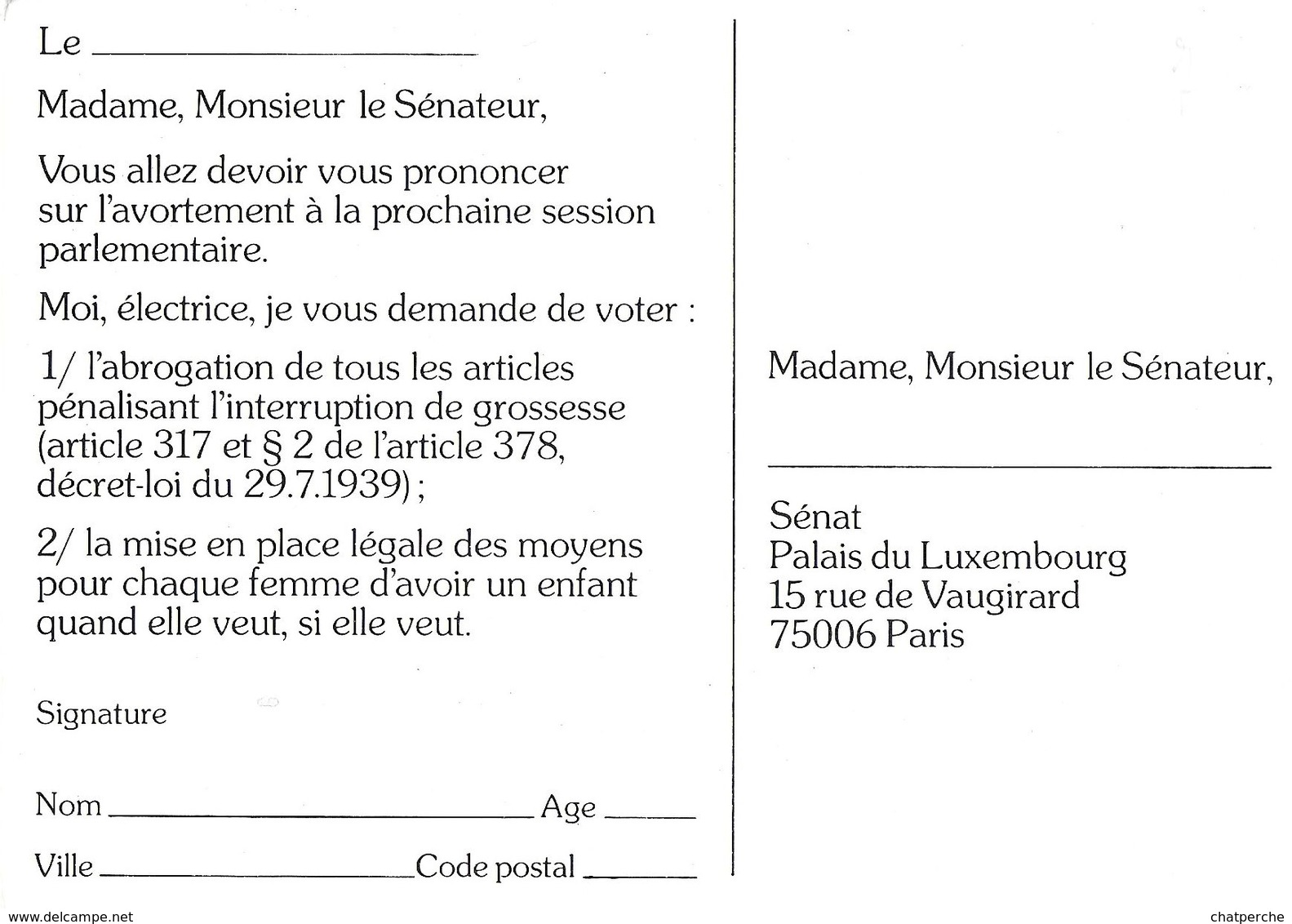 POLITIQUE PÉTITION UN ENFANT SI JE VEUX QUAND JE VEUX  MFPF PLANING FAMILIAL SANTE GROSSESSE  AVORTEMENT - Evènements