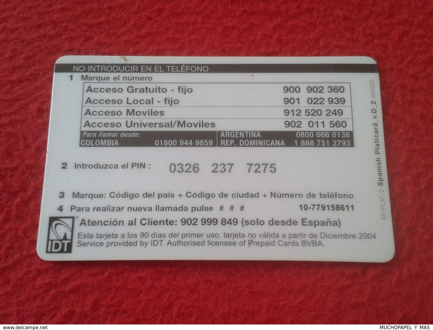 ANTIGUA TARJETA TELEFÓNICA PHONE CARD ESPAÑA SPAIN ESPAGNE ? PLATICARD PLATI CARD 10 EUROS IDT VER FOTO/S Y DESCRIPCIÓN - Otros & Sin Clasificación