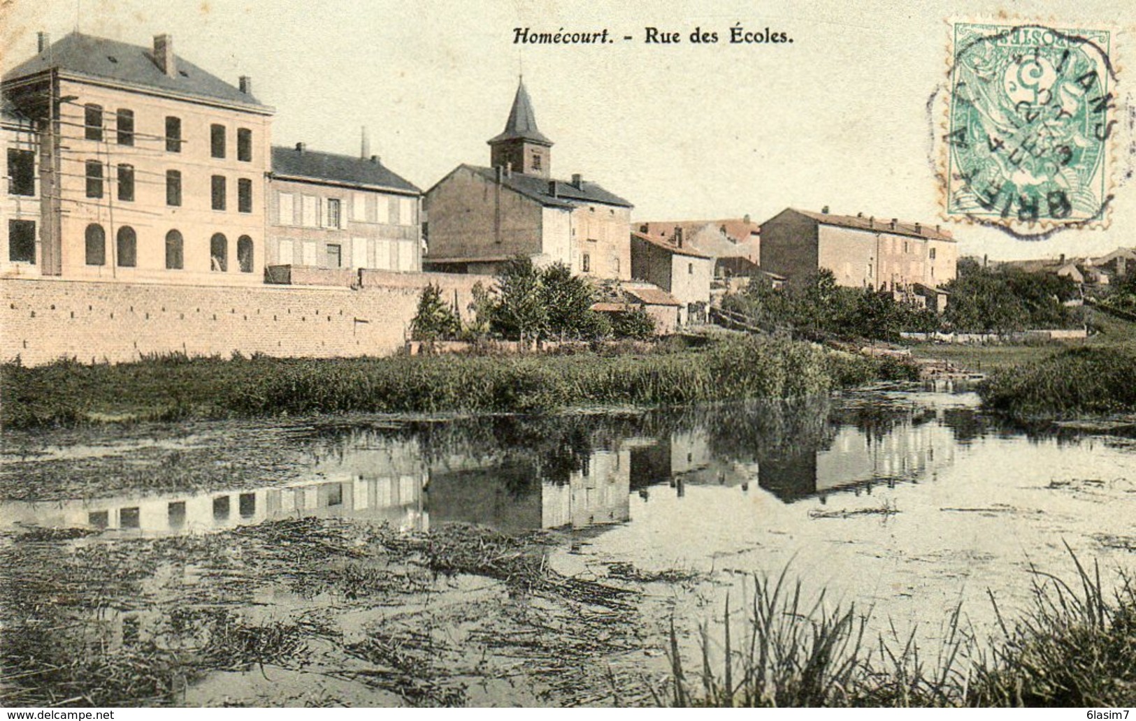 CPA - HOMECOURT (54) - Aspect Du Quartier Du Plan D'eau De L'Orne Et De La Rue Des Ecoles En 1906 - Homecourt