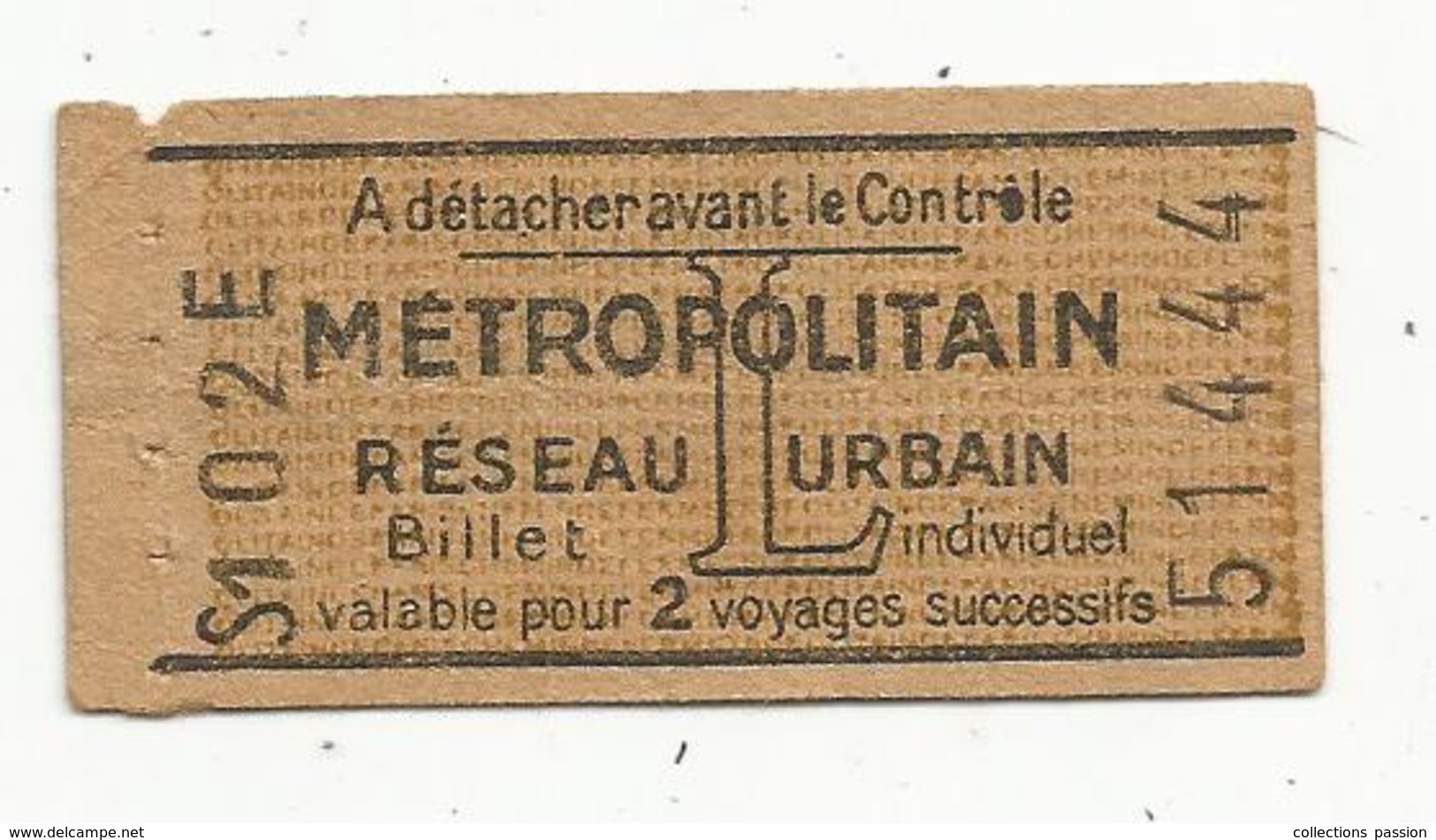 Billet De METROPOLITAIN , Réseau Urbain ,L , 2 Voyages Successifs, Publicité MP 8 Place De La Madeleine, 2 Scans - Europe