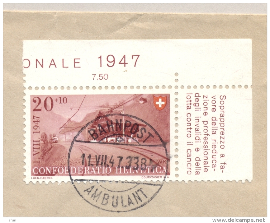 Schweiz - 1970 - 20c Pro Patria On Cover Sent From Bahnpost Ambulant To Immensee - Brieven En Documenten