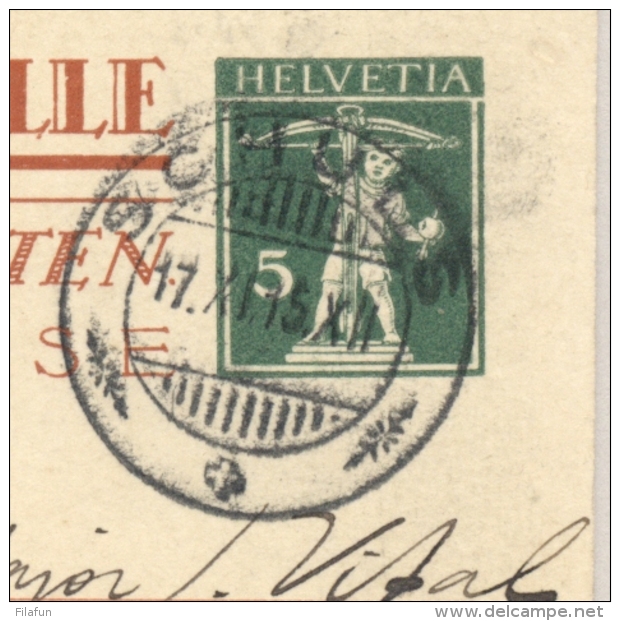Schweiz - 1915 - 5c Tellknabe On Carte Postale Officielle - 600 Anniversaire De Morgarten From Schuls To Chur - Postwaardestukken
