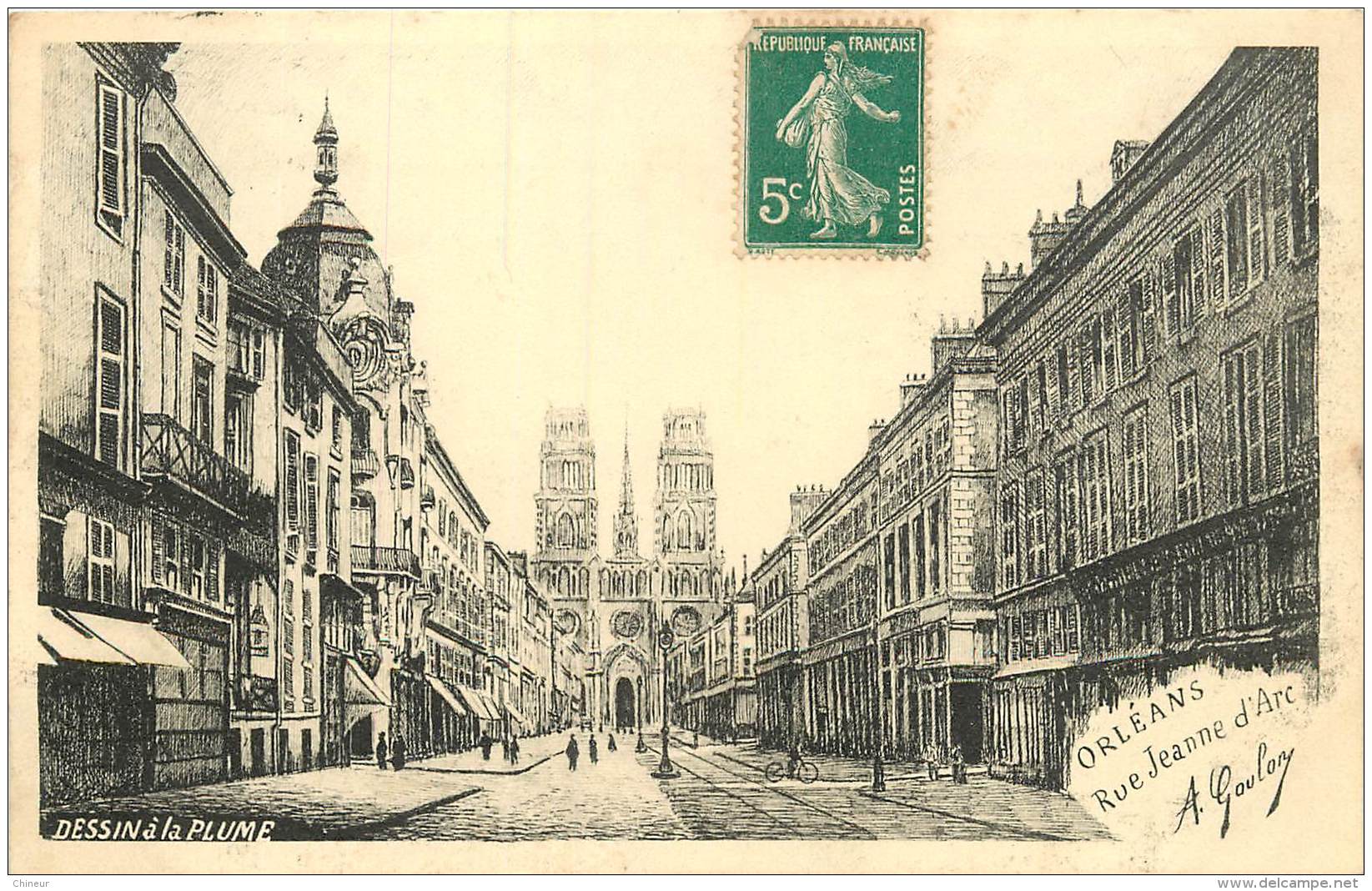 ORLEANS RUE JEANNE D'ARC DESSIN A LA PLUME A.GOULON - Orleans