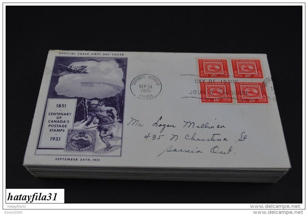 Kanada 1951 Gelaufene FDC -  Mi. 269 -  100  Jahre Kanadische Briefmarken Und Kanadische  Posthoheit - ( T - 88 ) - ....-1951