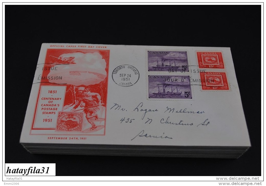Kanada 1951 Gelaufene FDC -  Mi. 267 -  100  Jahre Kanadische Briefmarken Und Kanadische  Posthoheit - ( T - 88 ) - ....-1951