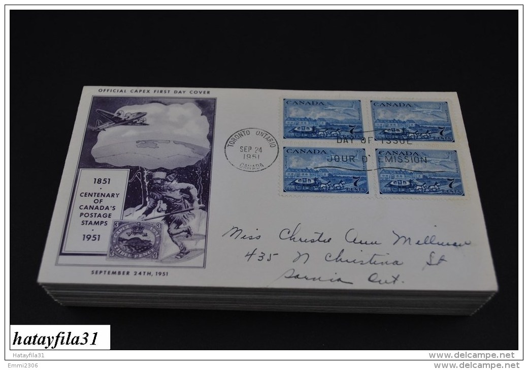 Kanada 1951 Gelaufene FDC -  Mi. 268 -  100  Jahre Kanadische Briefmarken Und Kanadische  Posthoheit - ( T - 88 ) - ....-1951