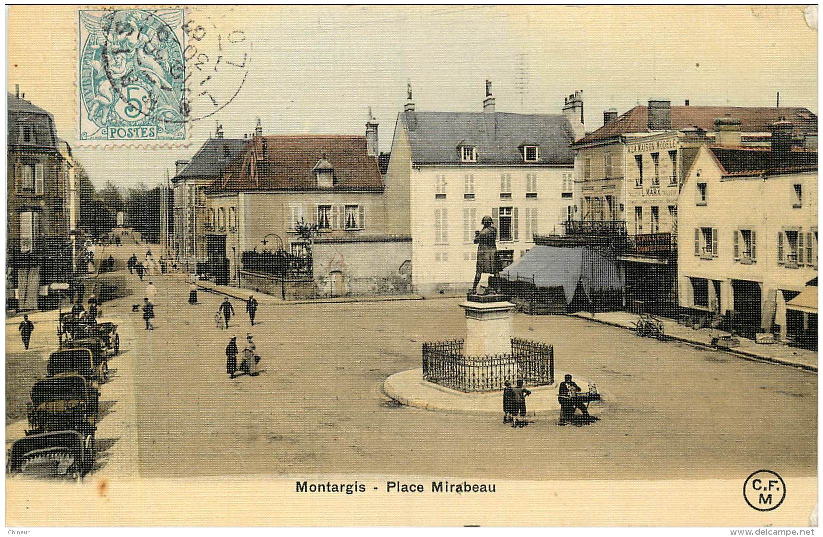 MONTARGIS PLACE MIRABEAU CARTE COLORISEE ET TOILEE - Montargis