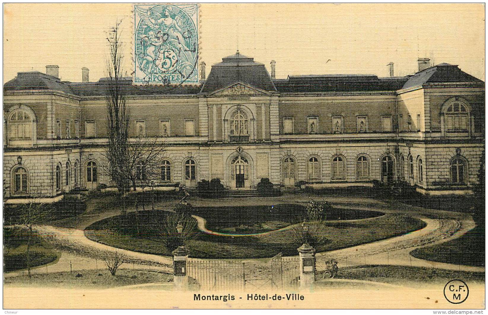 MONTARGIS HOTEL DE VILLE CARTE COLORISEE ET TOILEE - Montargis