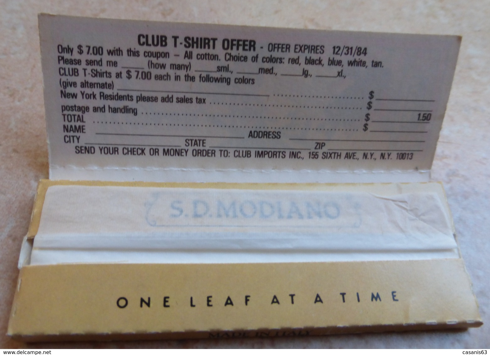 Carnet De Papier à Cigarettes "  CLUB   "  Bistro Widin - SD MODIANO 100% Pure Organic They Leave No Ash ... - Sigarettenkokers (leeg)