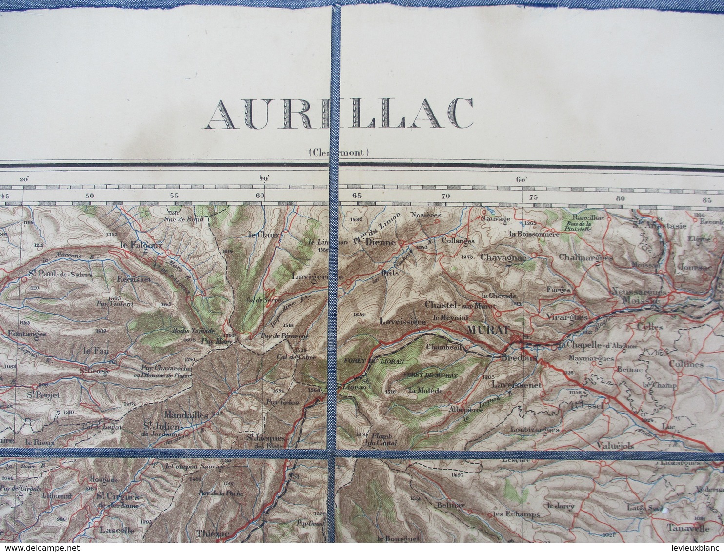 Carte Routière Entoilée/pliure Accordéon/Service Géographique De L'Armée/ Feuille N°58/AURILLAC/Cantal/Vers 1910  PGC182 - Carte Stradali