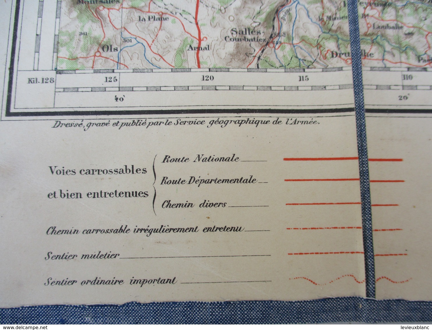 Carte Routière Entoilée/pliure Accordéon/Service Géographique De L'Armée/ Feuille N°58/AURILLAC/Cantal/Vers 1910  PGC182 - Callejero