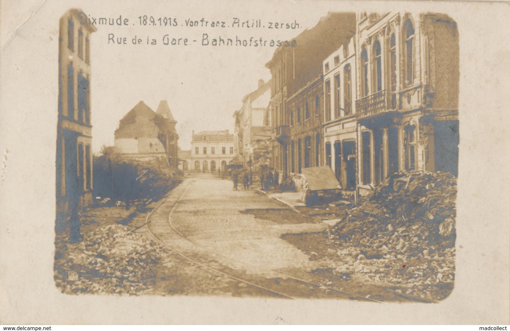 Diksmuide - Dixmude 18/9/1915 Fotokaart Wereldoorlog1. Bahnhofstrasse - Rue De La Gare. - Diksmuide