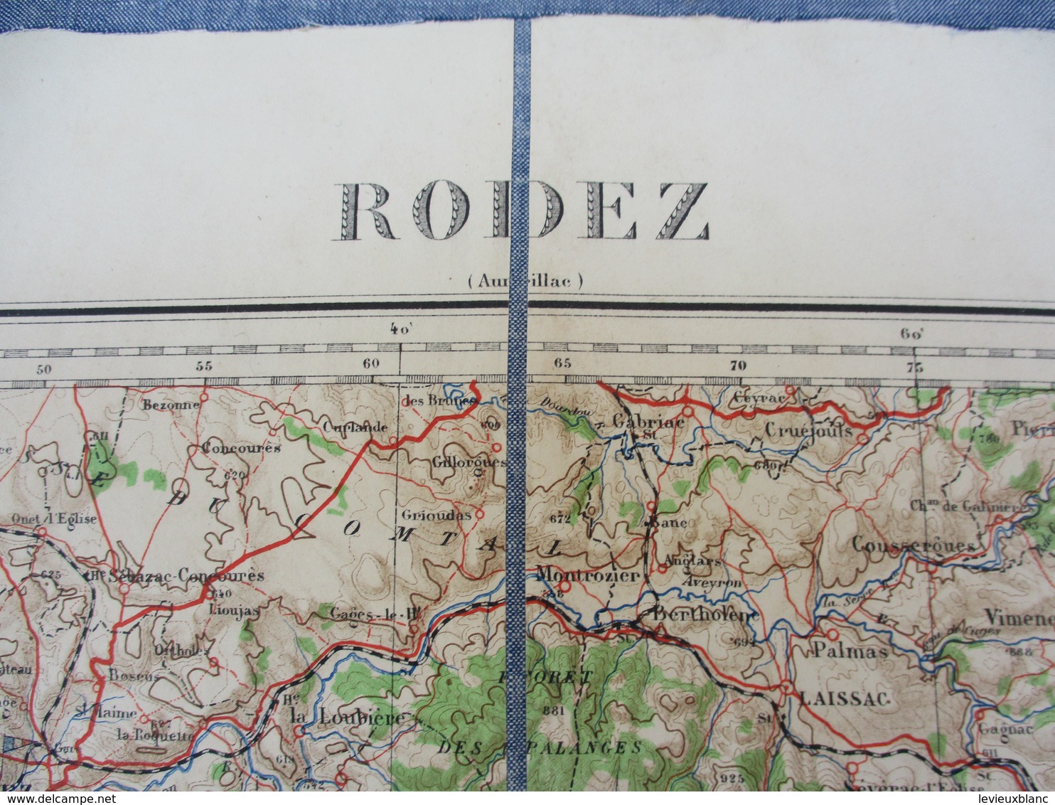 Carte Routière Entoilée/pliure Accordéon/Service Géographique De L'Armée/ Feuille N°65/RODEZ/Aveyron/Vers 1910  PGC183 - Cartes Routières