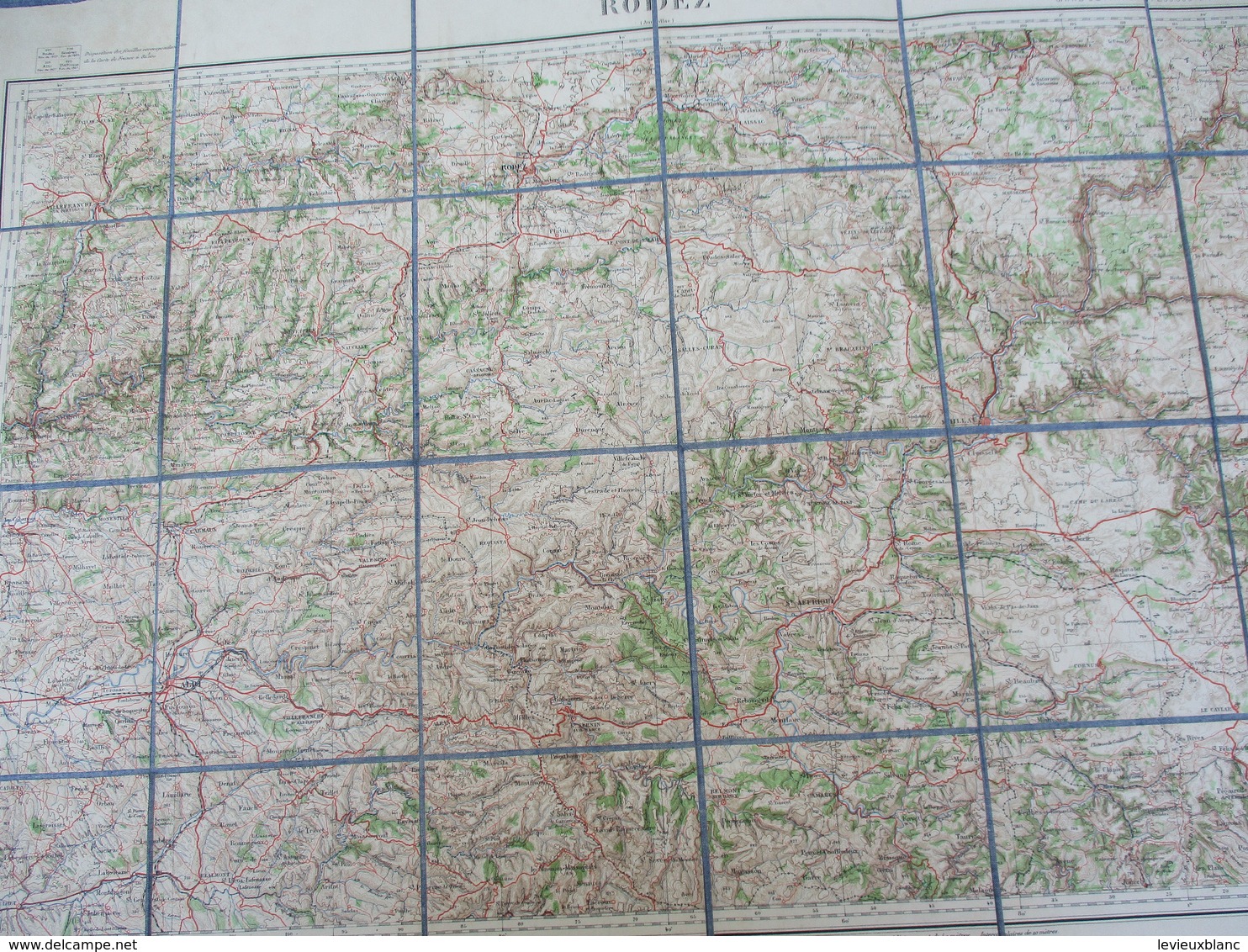 Carte Routière Entoilée/pliure Accordéon/Service Géographique De L'Armée/ Feuille N°65/RODEZ/Aveyron/Vers 1910  PGC183 - Cartes Routières