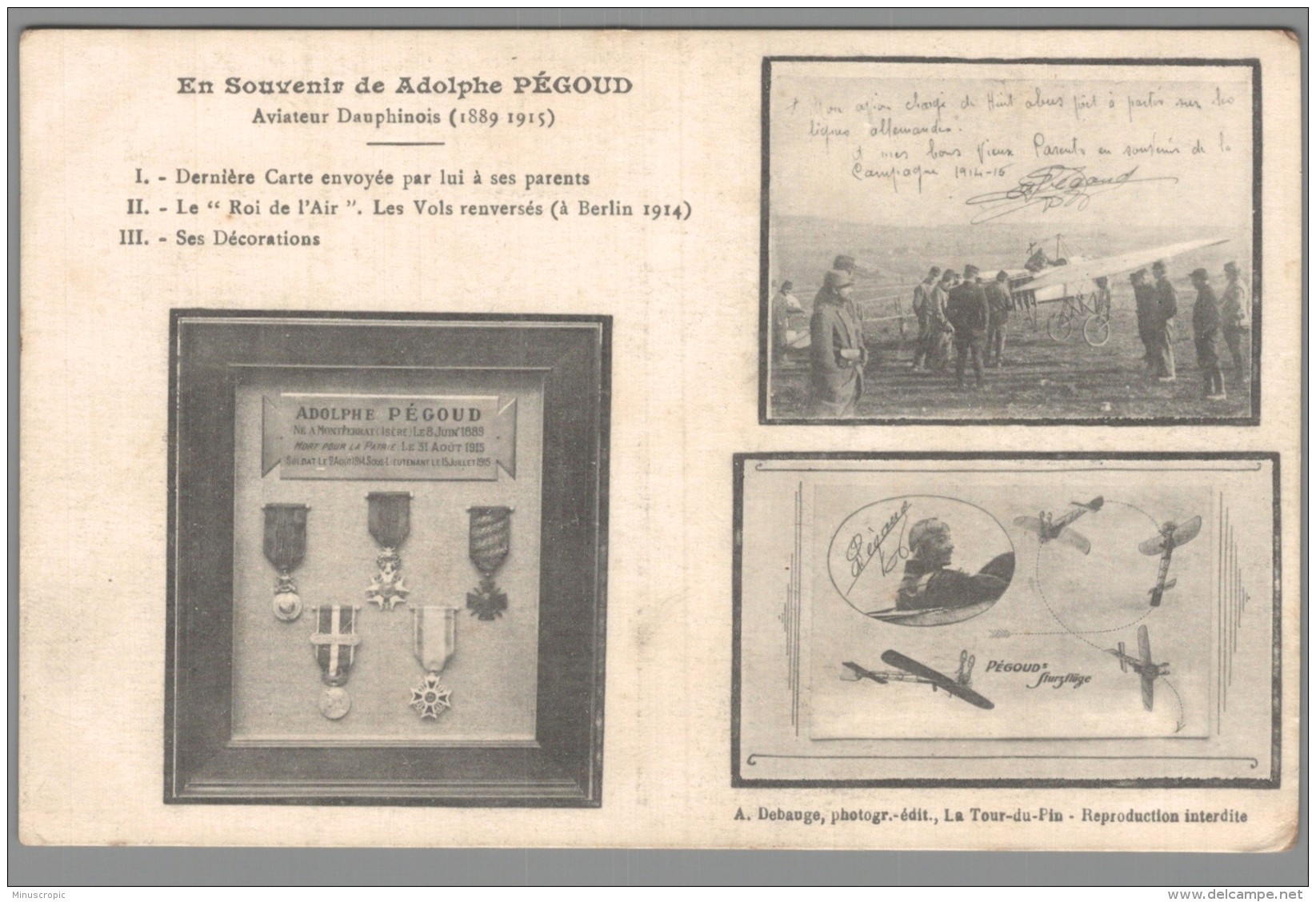CPA Aviateur Dauphinois - En Souvenir De Adolphe Pégoud - Aviateurs
