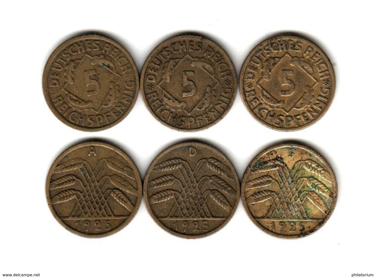 Allemagne   5  Reichspfennig 1925 A + D + F Deutsches Reich - 5 Rentenpfennig & 5 Reichspfennig