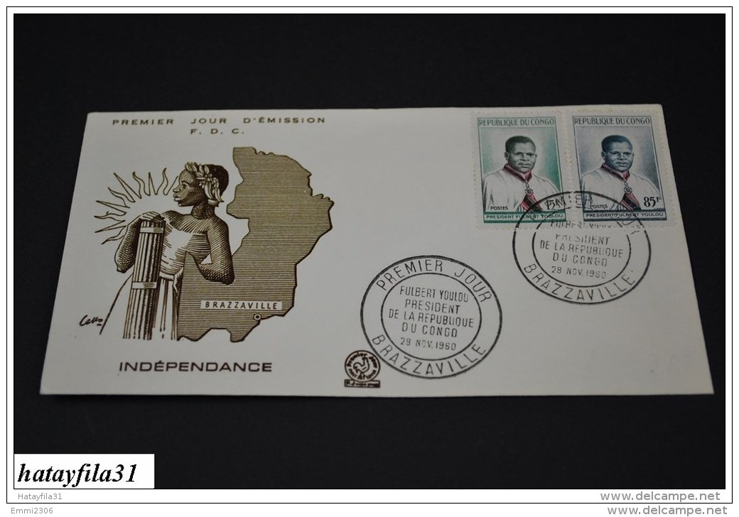 Kongo   ( Brazzaville )  1960  FDC  Mi. 4 - 5  Präsident Fulbert Youlou      ( T - 79 ) - FDC