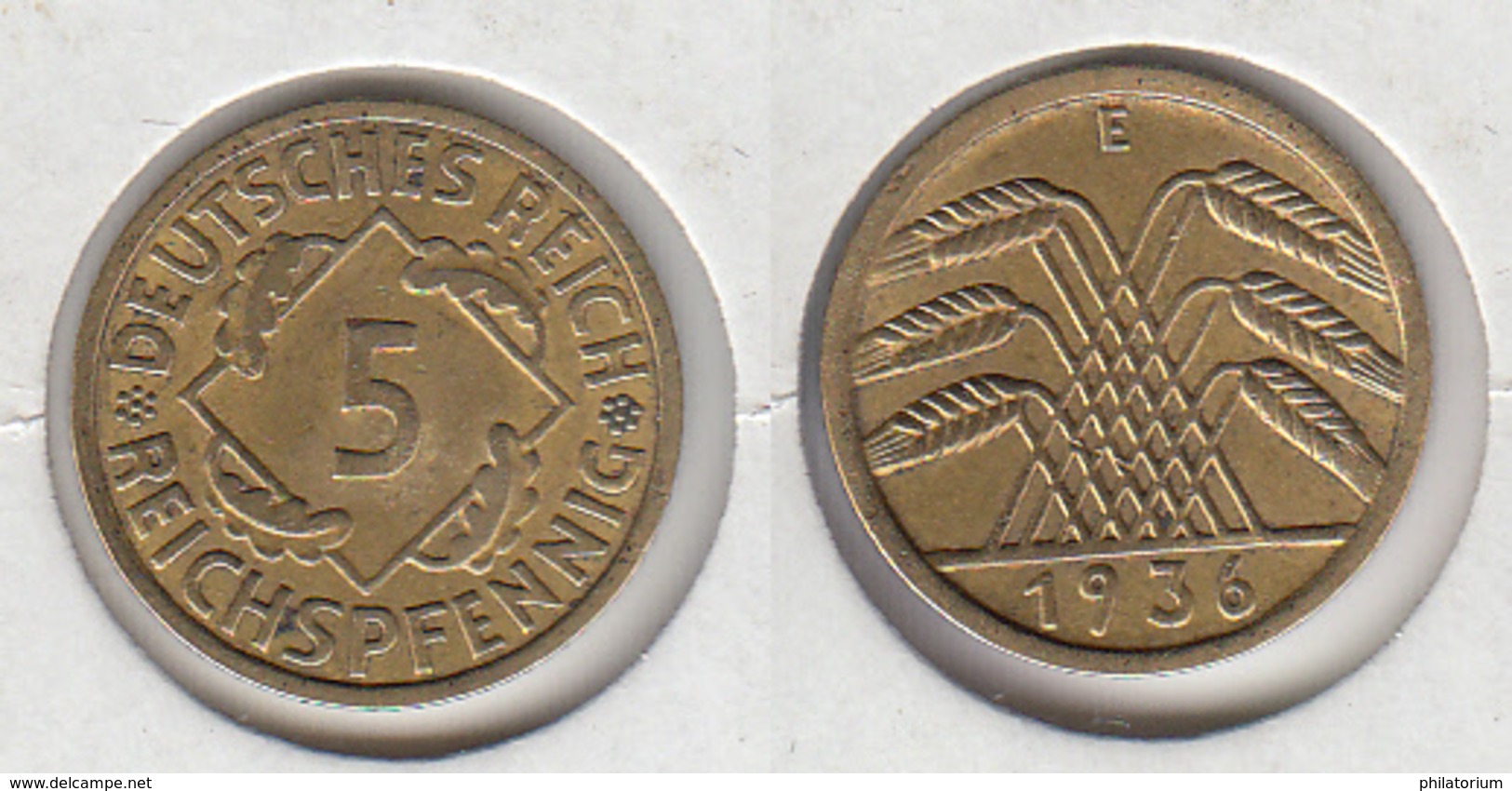Allemagne   5  Reichspfennig 1936 E - 5 Reichspfennig