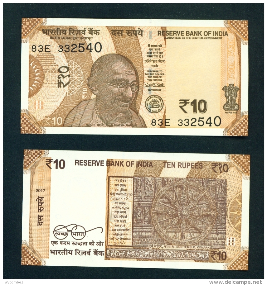 INDIA  -  2017  10 Rupees  UNC  Banknote - India