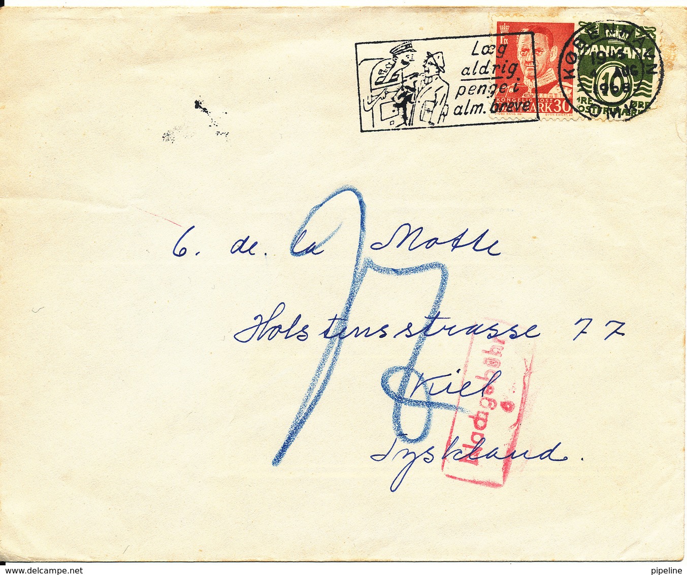 Denmark Underpaid Cover Sent To Germany Copenhagen 4-8-1963 (Nachgebühr) - Lettres & Documents