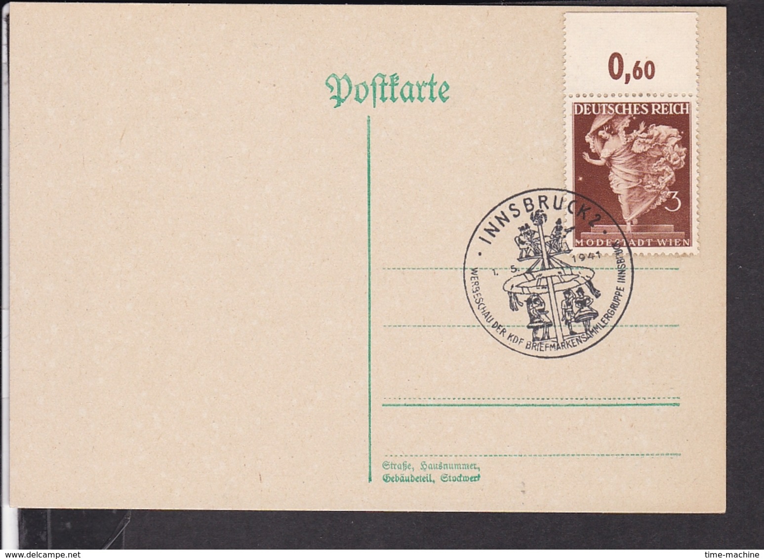 Sonderstempel  Innsbruck  1941 " Werbeschau Der KDF Sammlergruppen " , Oberrand - Briefe U. Dokumente