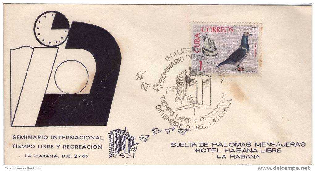 Lote SC318, Cuba, 1966, Sobre, Cover, Palomas Mensajeras, Carrier Pigeon - Sin Clasificación