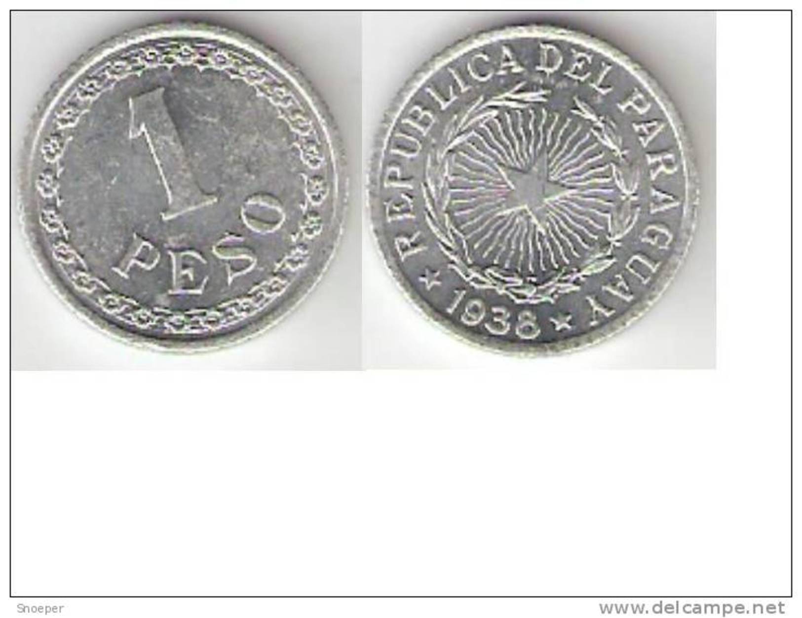 Paraguay 1 Peso 1938 Km 16 Unc - Paraguay