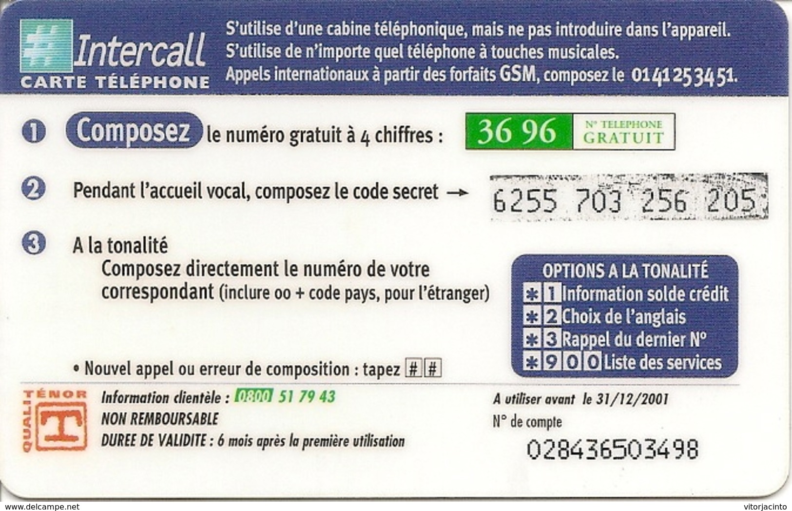 Intercall 50 Prepaid Phonecard - France - Autres & Non Classés