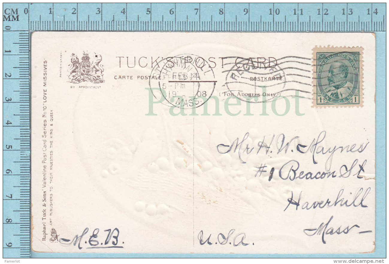 CPA Voyagé 1907 - , Raphael Tuck, Theme: Love Missives Series # 10 - Stamp CND #89 - Tuck, Raphael