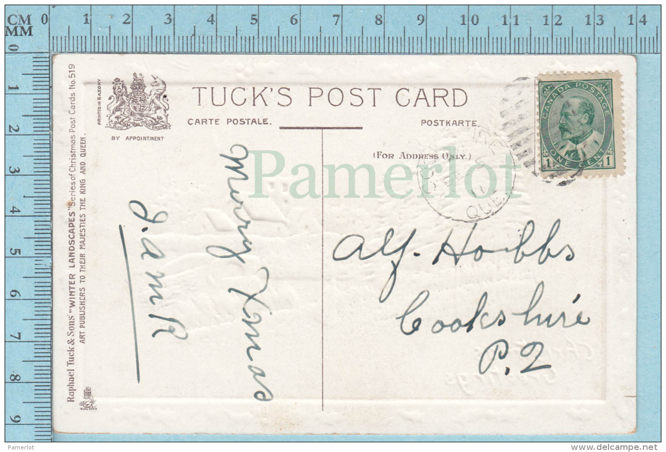 CPA Voyagé 1911 Raphael Tuck,  " Winter Landskape" Series Of Christmas # 519  - Stamp CND #89 - Tuck, Raphael