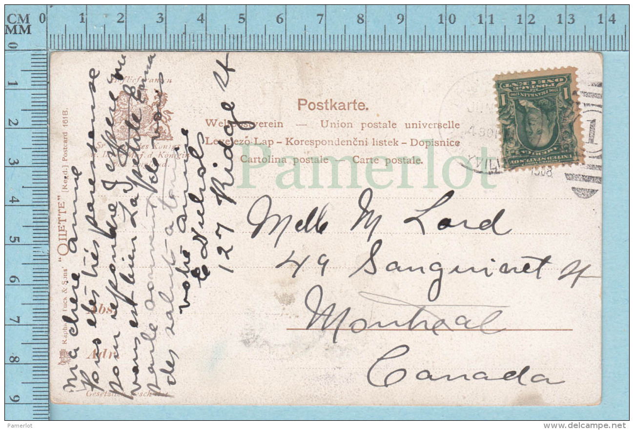 CPA Voyagé 1908 Raphael Tuck Oilette , Berlin, Das Brandenbburger Tor # 161B- Stamp USA Franklin 1&cent; - Tuck, Raphael