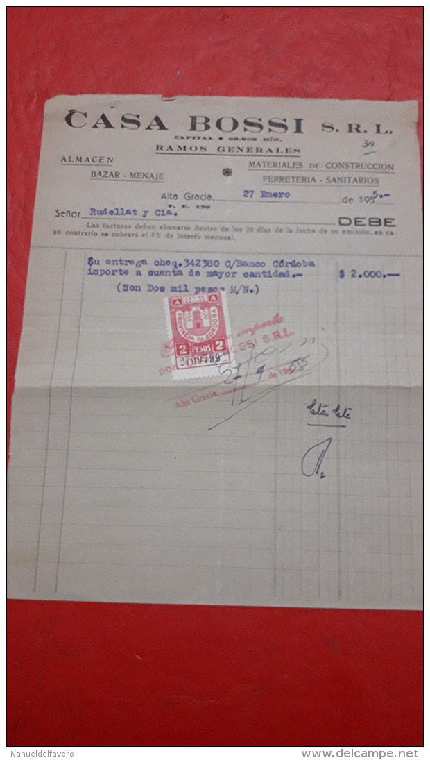 Argentina Documento Con Sello Fiscal Cordoba - Service