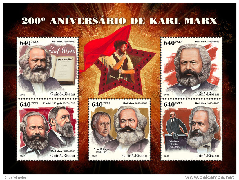 GUINEA BISSAU 2018 MNH** Karl Marx F. Engel G.W.F. Hegel V. Lenin M/S - OFFICIAL ISSUE - DH1826 - Karl Marx
