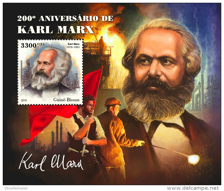 GUINEA BISSAU 2018 MNH** Karl Marx S/S - IMPERFORATED - DH1826 - Karl Marx