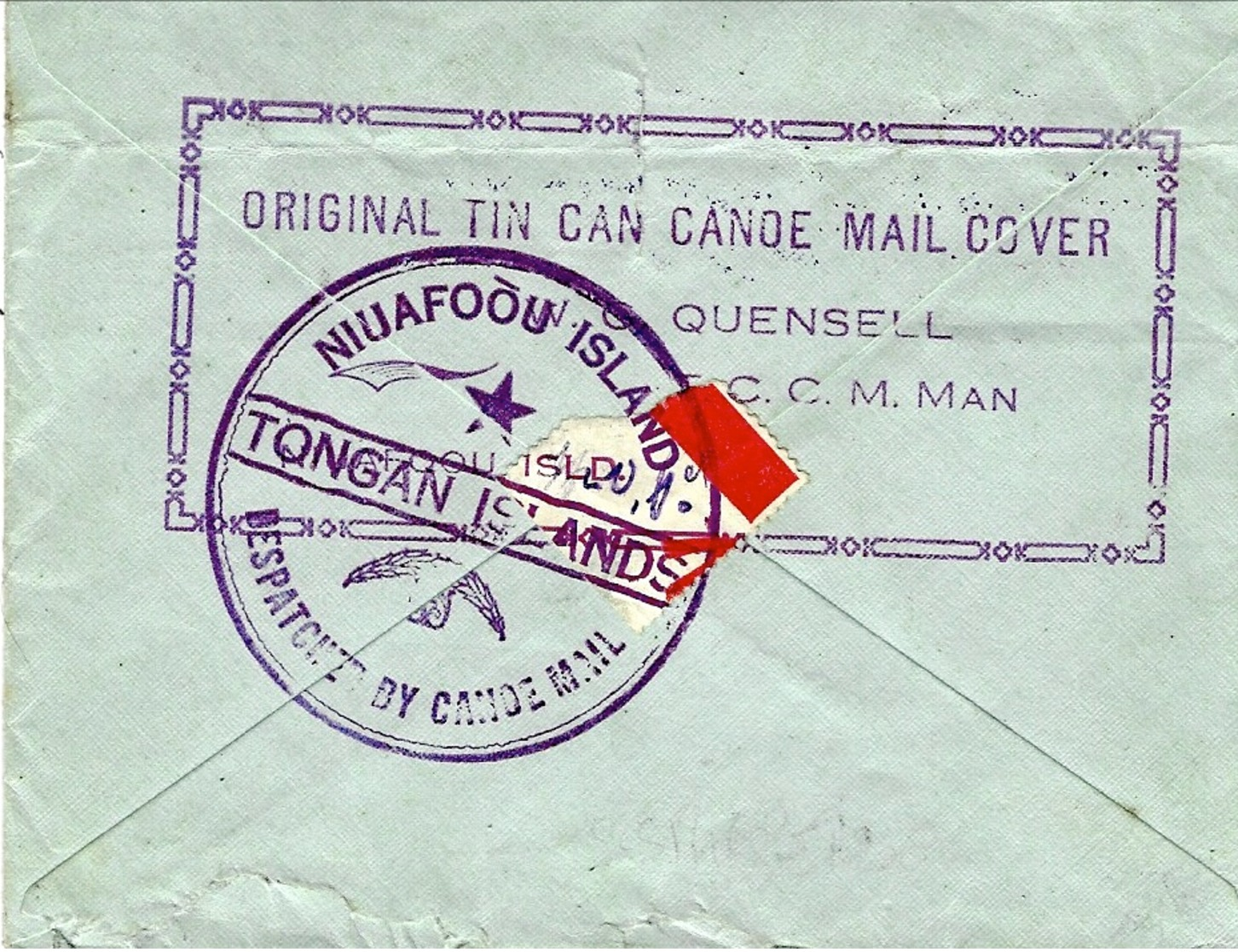 1934-  TIN CAN CANOE ISLAND - Petite Enveloppe De Niufoou Pour La Nlle Zélande - Tonga (1970-...)