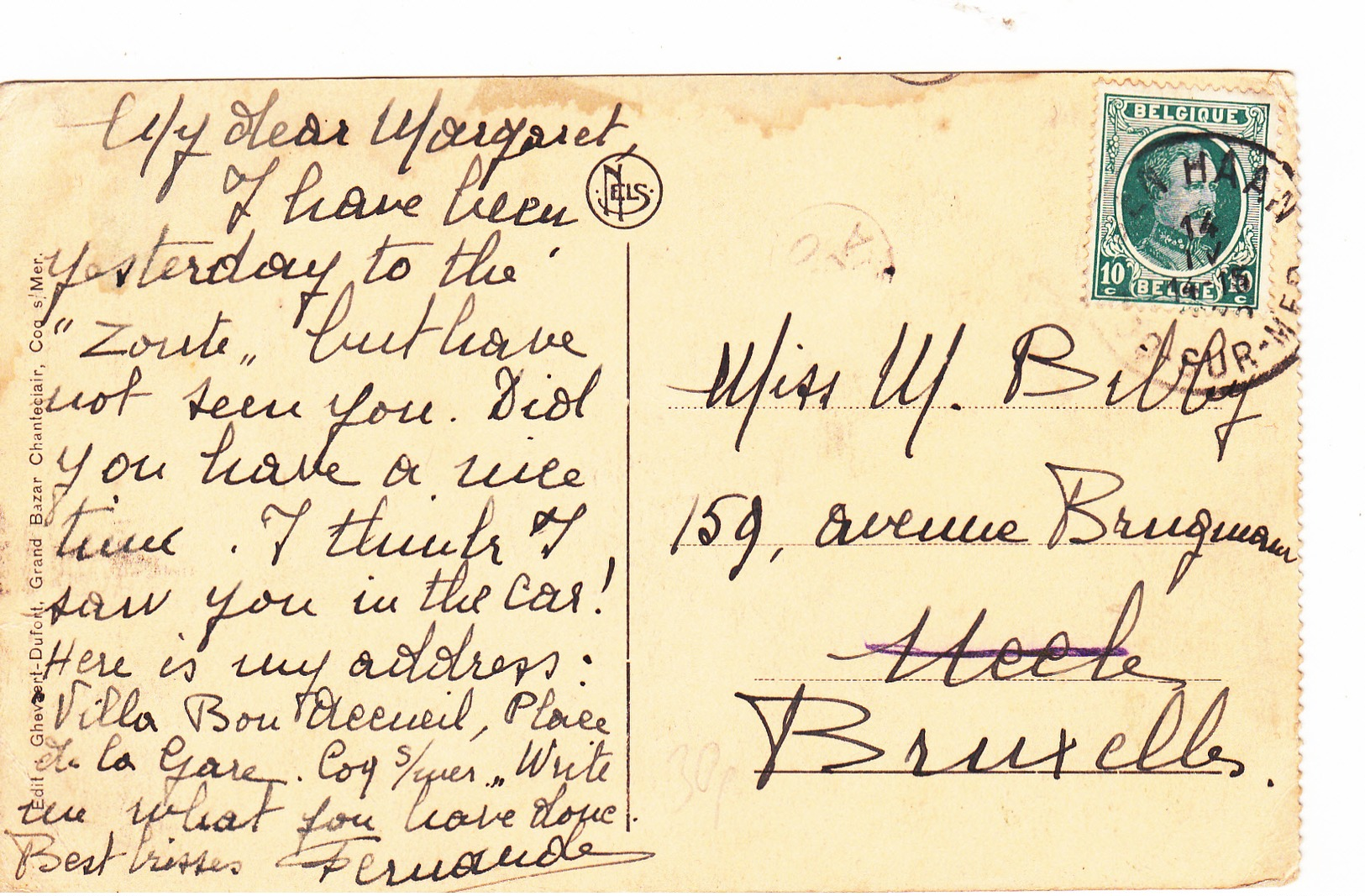Old Postcard Of Villa Zeerust,Coq-Sur-Mer, Belgium,N32. - Other & Unclassified