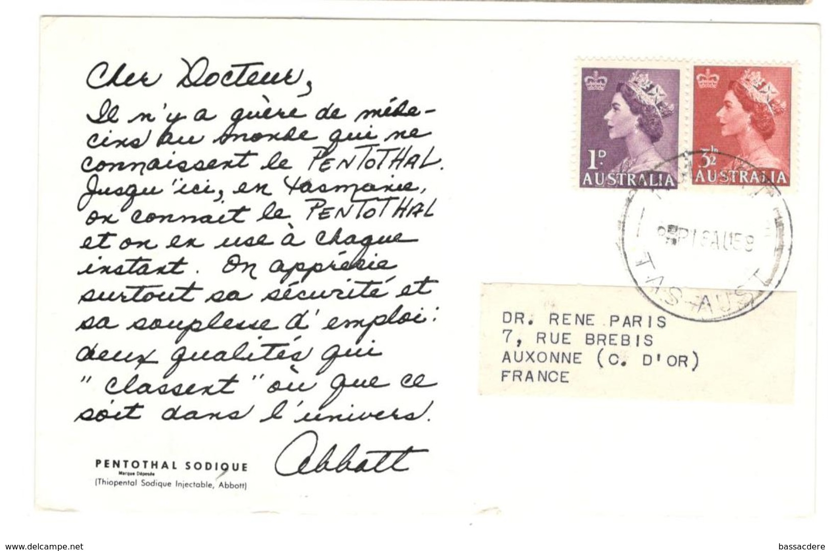 4560 - Publicitaire PENTOTHAL - Lettres & Documents