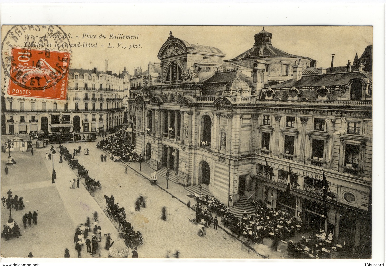 Carte Postale Ancienne Angers - Place Du Ralliement. Théâtre Et Le Grand Hôtel - Angers