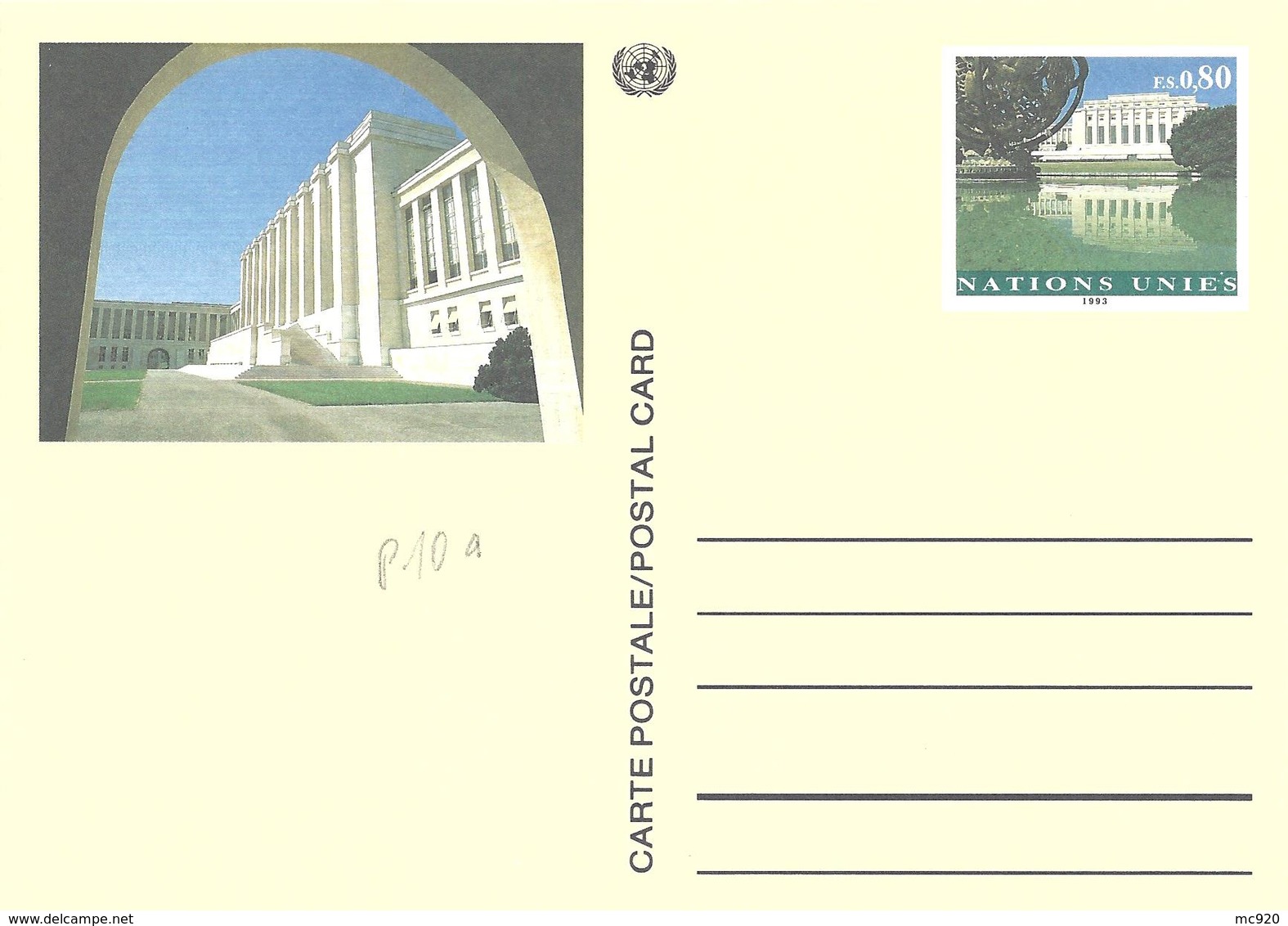 Nations Unies Bureau Genève United Nation Genf Entier Postal, Ganzsachen, Postal Stationery Carte Postale Postkarten - Cartas & Documentos