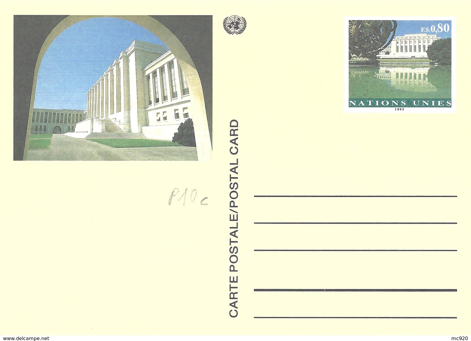 Nations Unies Bureau Genève United Nation Genf Entier Postal, Ganzsachen, Postal Stationery Carte Postale Postkarten - Lettres & Documents