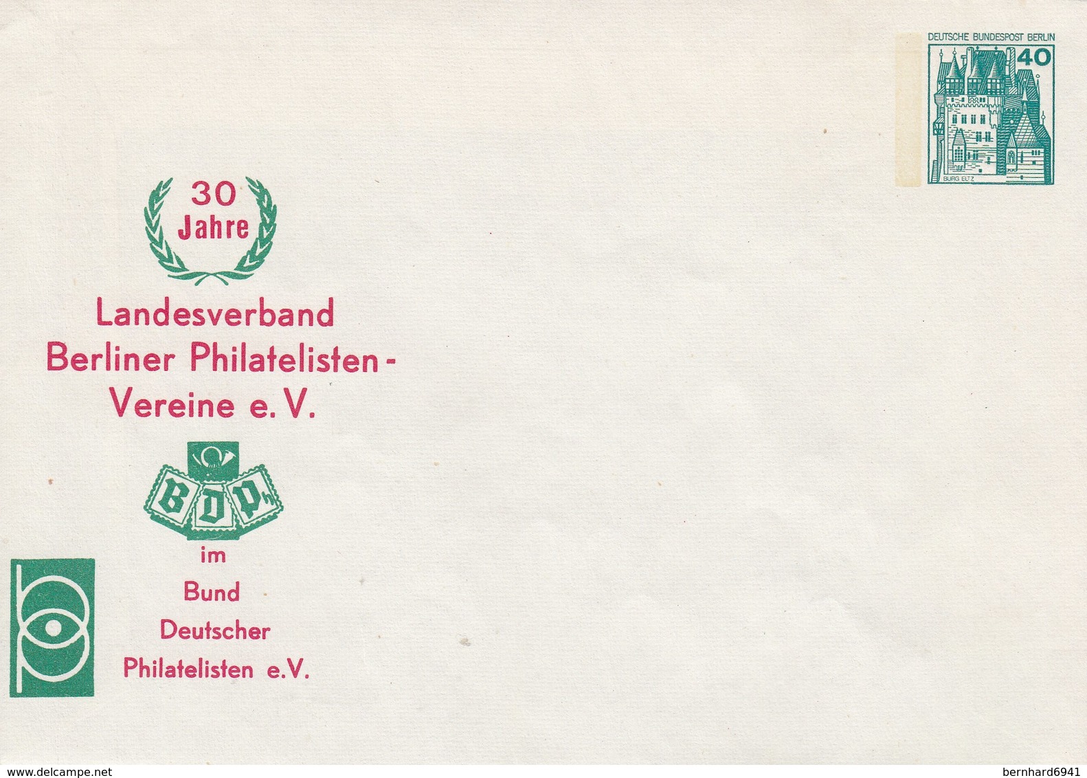 B PU 70/2**   30 Jahre Landesverband Berliner Philatelisten Vereine E.V. Im BDV E.V. - Privatumschläge - Ungebraucht