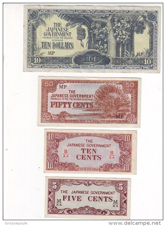 JAPON - THE JAPANESE GOVERNMENT - 4 Billets . 10 Dollars - 50 Cents - 10 Cents Et 5 Cents - 3 Billets Neufs Et Un SUP - Japón