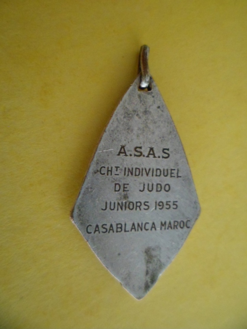 Medaille Argentée Sport Judo ASAS Championnat Individuel JUNIORS 1955 Casablanca Maroc - Other & Unclassified