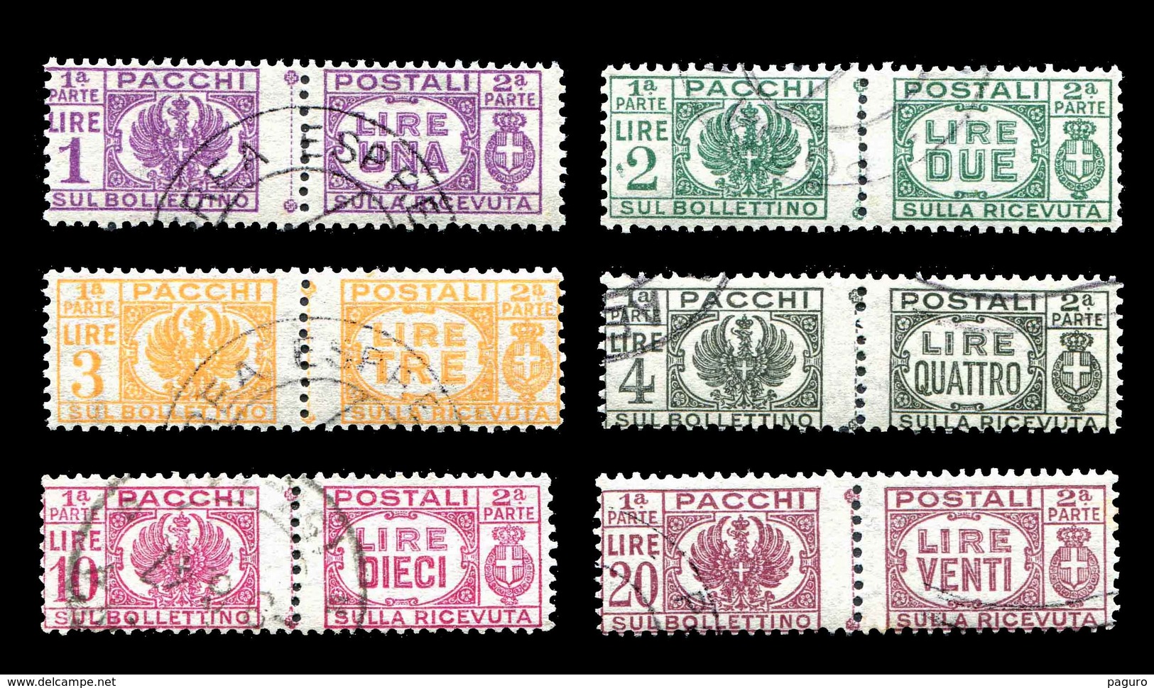 REGNO Luogotenenza 1945 1946 Pacchi Postali Senza Fasci 6v. Completa Annullata Usata - Paketmarken