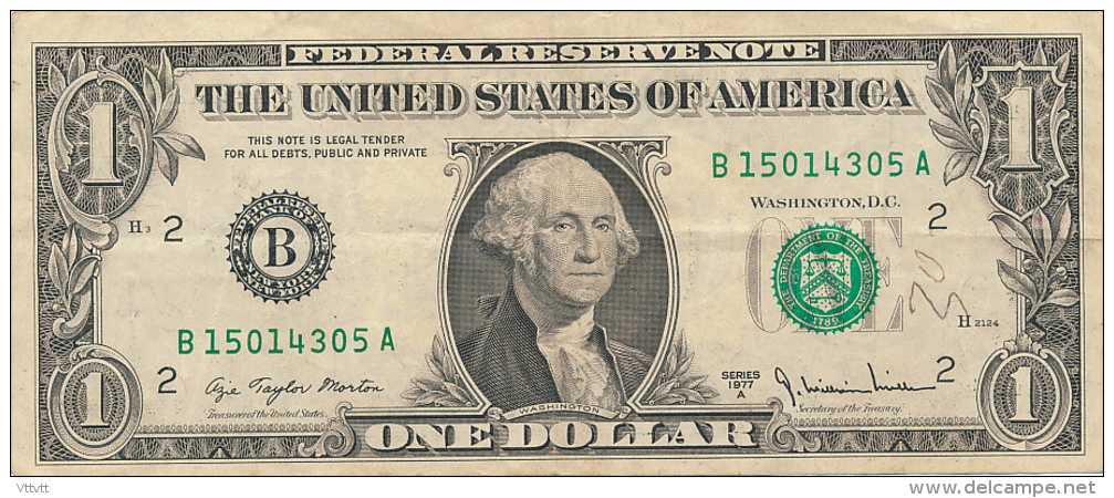 BILLET : ETATS-UNIS, AMERIQUE, USA, Billet 1 $ Dollar, Série 1977 A (B), H 2124 - Billets De La Federal Reserve (1928-...)