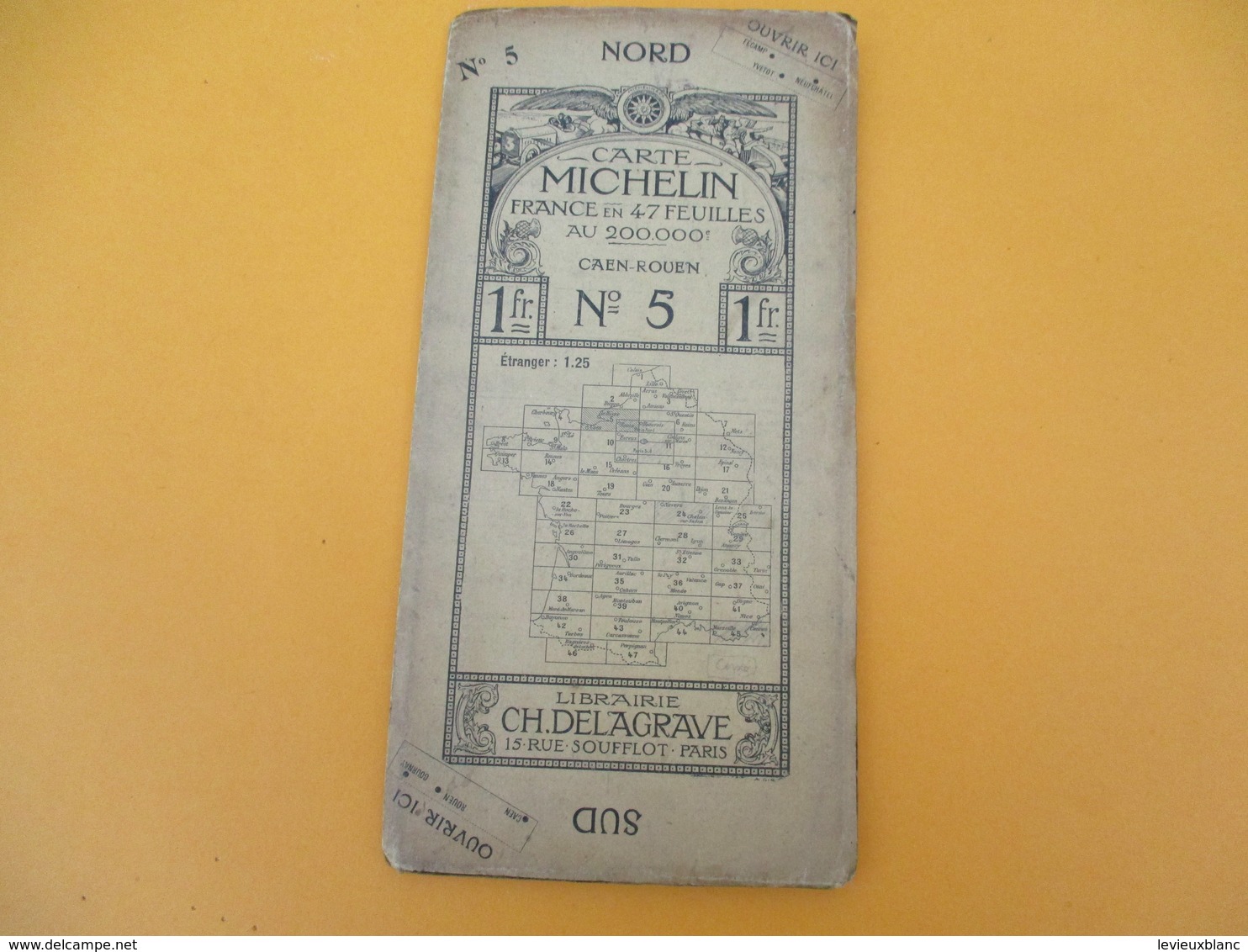 Carte MICHELIN /N° 5 CAEN-ROUEN/ Ch Delagrave/ Paris/ Automobiles Renault Et Delaunay Belleville/ Vers 1905  PGC186 - Cartes Routières